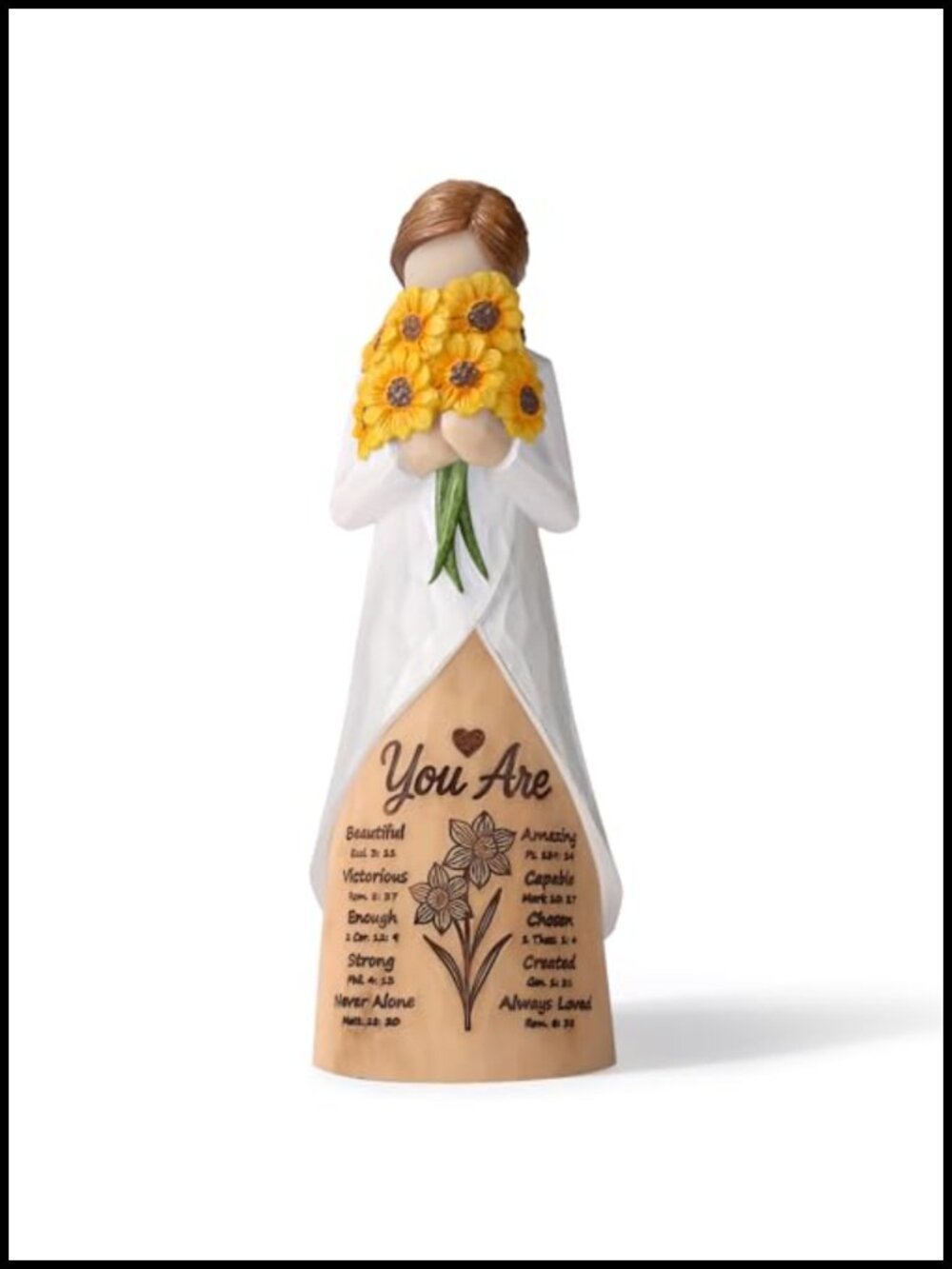 Christian Sunflower Figurine with Bible Verse Engravings Resin Home Decor